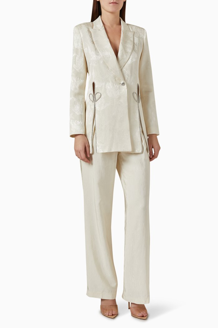 

Cut-out Blazer Top & Pants Set, White