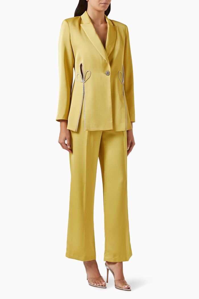 

Cut-out Blazer Top & Pants Set, Yellow
