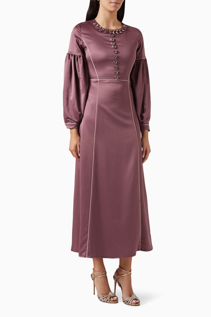 

Embellished Midi Dress, Purple