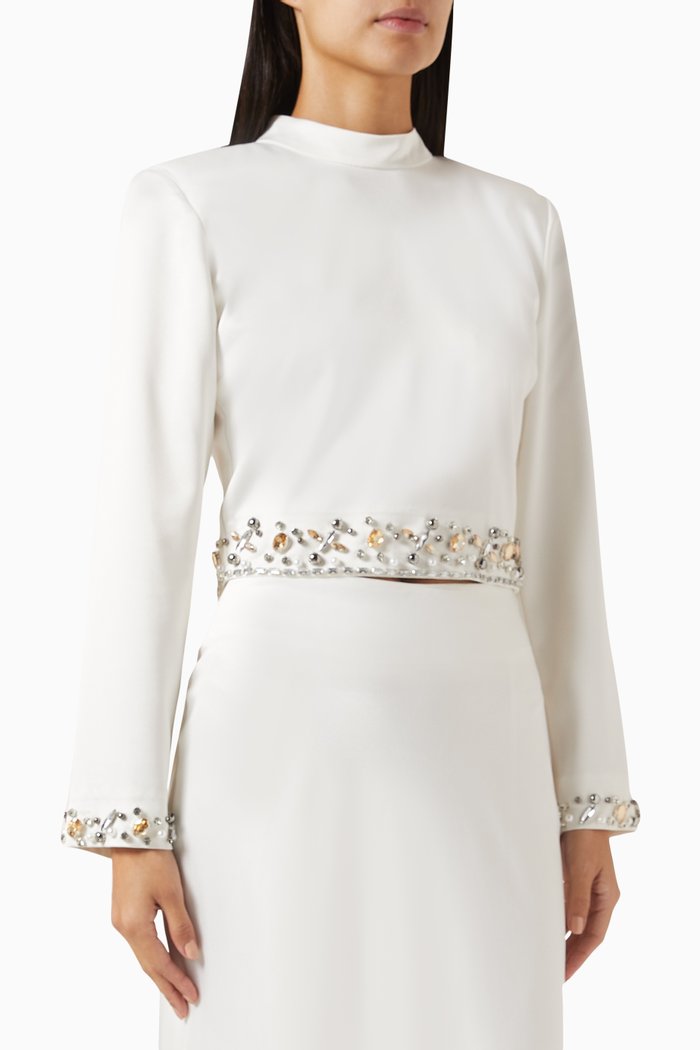 

Embellished High-neck Top, Neutral