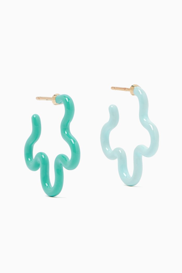 

Two-Tone Asymmetrical Flower Earrings in 9kt Yellow gold, Multicolour