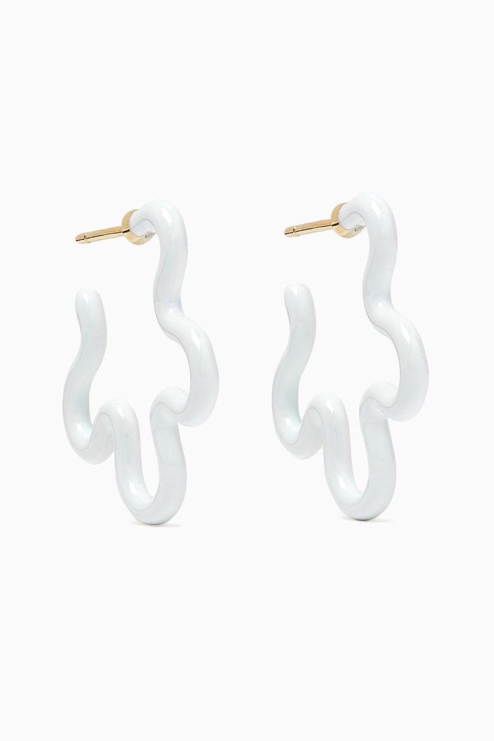 

Two-Tone Asymmetrical Flower Earrings in 9kt Yellow gold, White