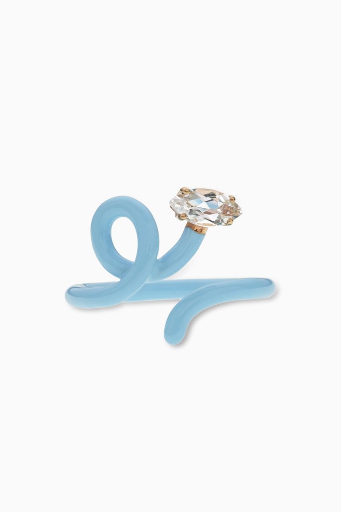 

Baby Vine Tendril Enamel Ring in 9kt Yellow Gold & Silver, Blue