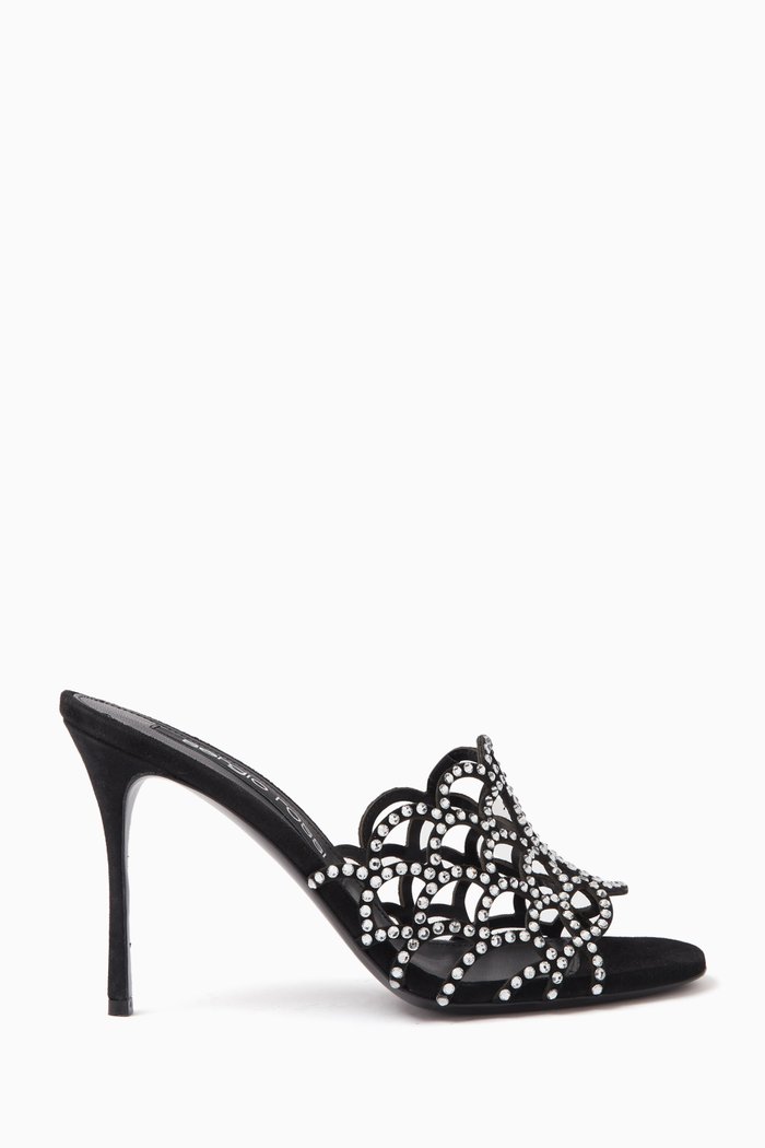

Sabot 90 Mules in Rhinestone-embellished Leather, Black