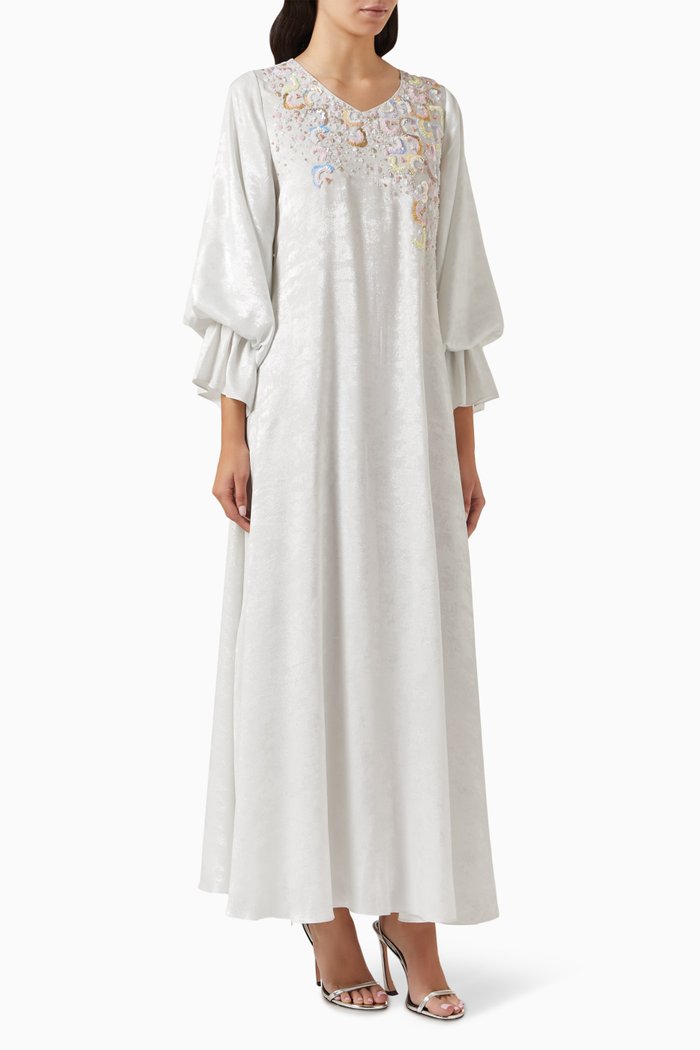 

V-neck Embellished Kaftan, Neutral
