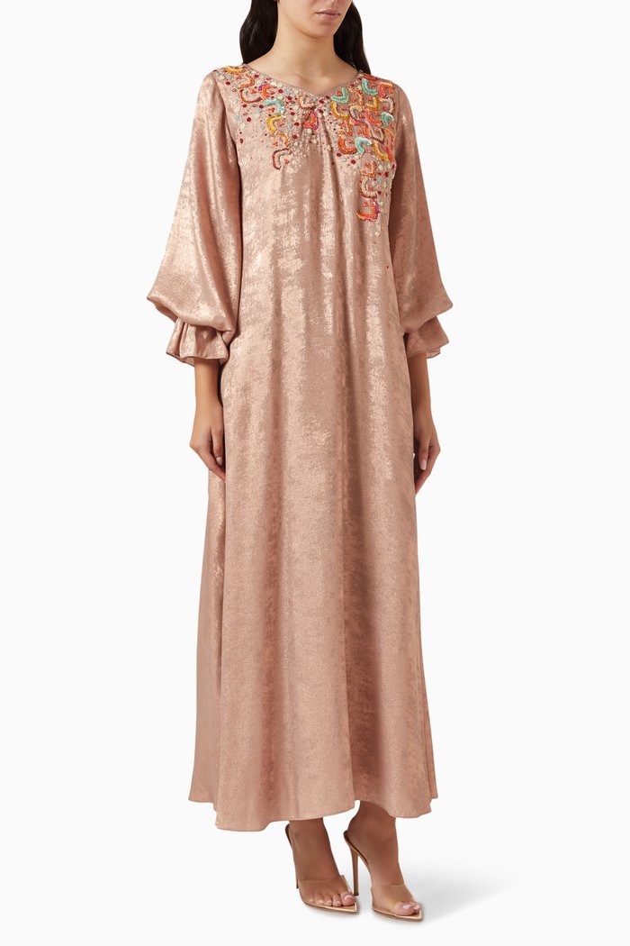 

V-neck Embellished Kaftan, Orange