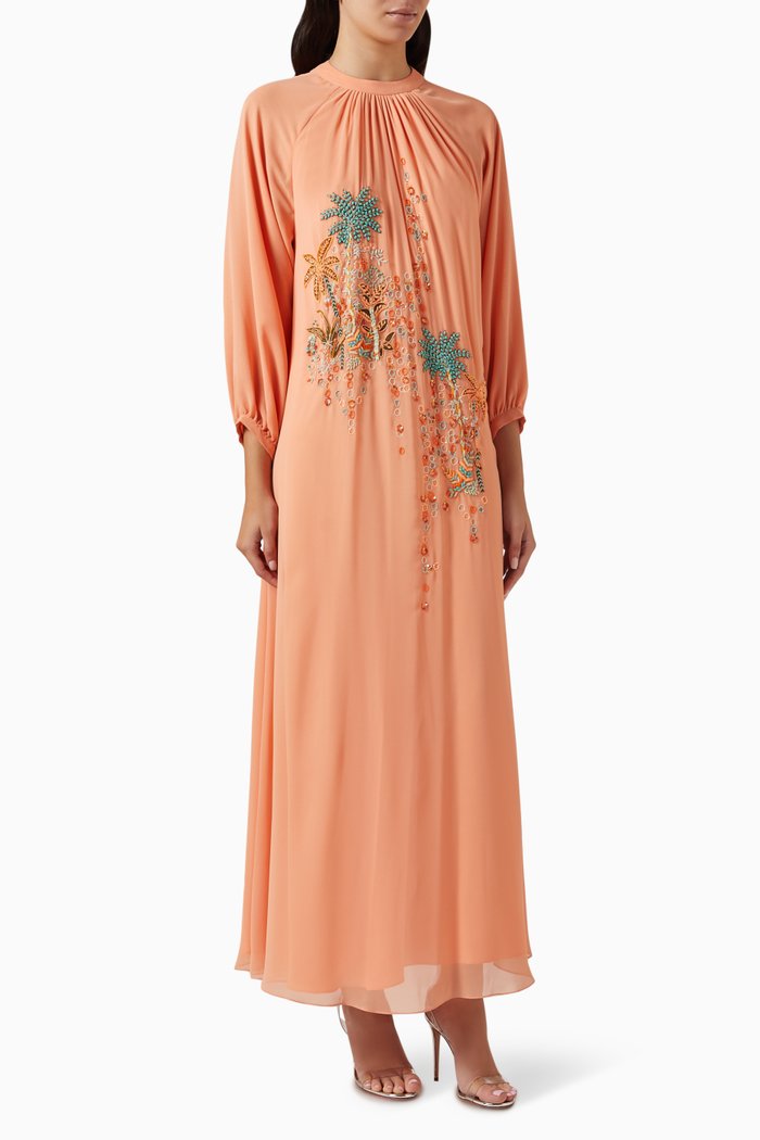 

Embellished Maxi Dress in Chiffon, Orange