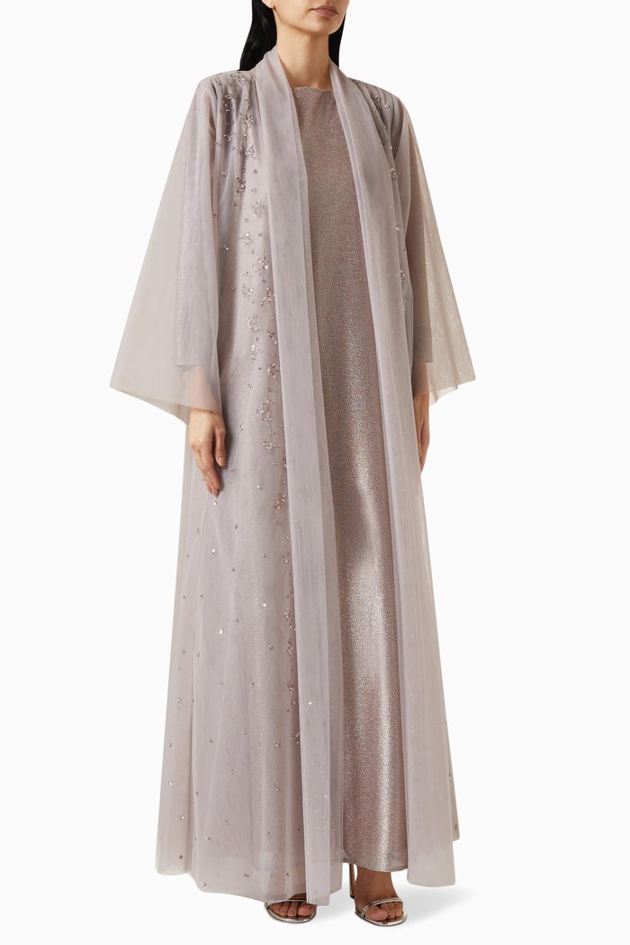 

Embellished Abaya Set, Purple