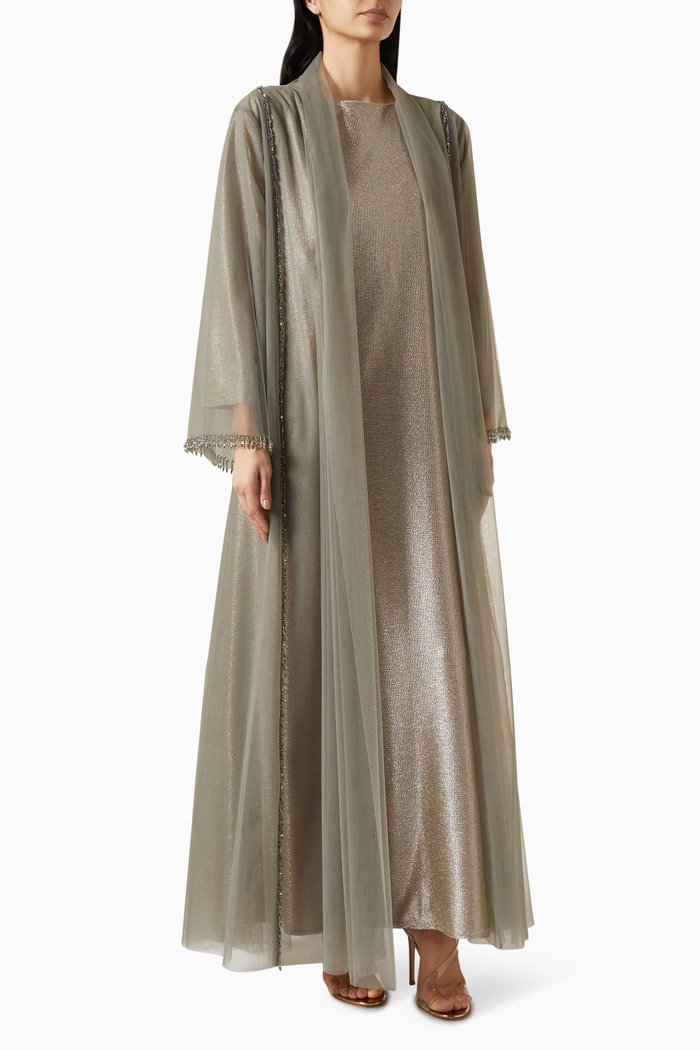 

Embellished Abaya Set, Green