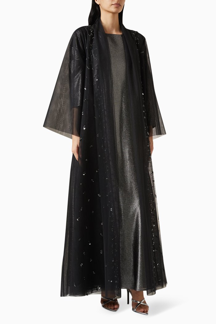 

Embellished Abaya Set, Black