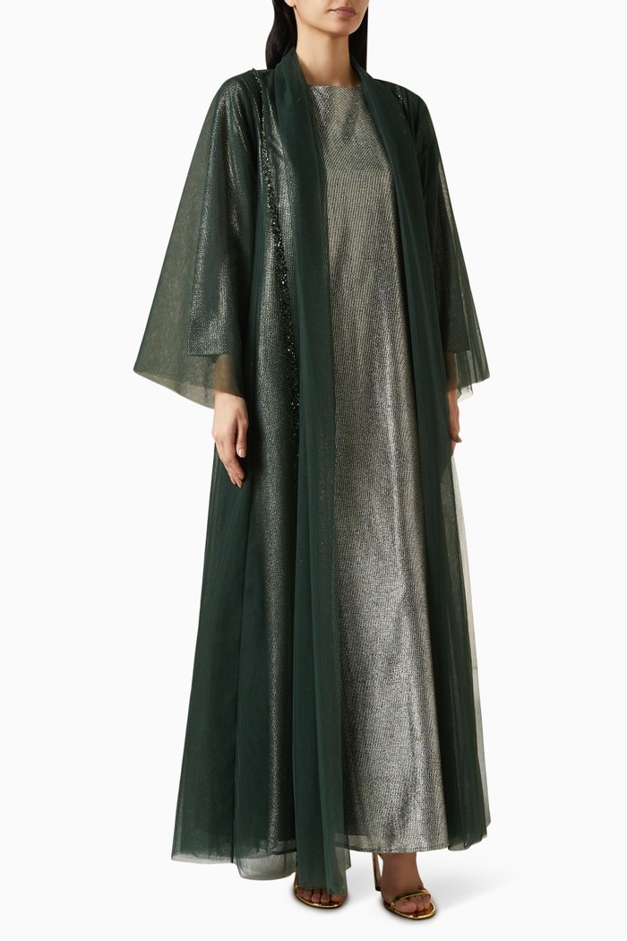 

Embellished Abaya Set, Green