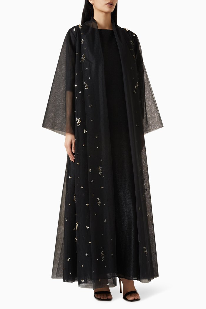 

Embellished Abaya Set, Black