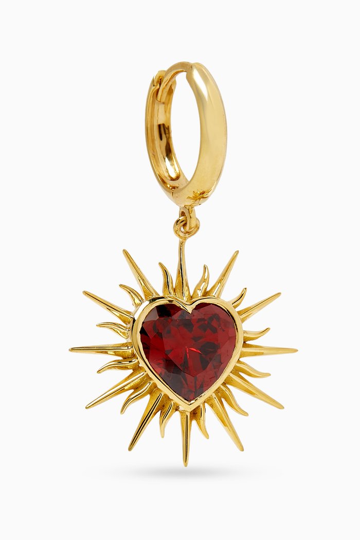 

Flaming Heart Hoop Drop Earrings in 18kt Yellow Gold