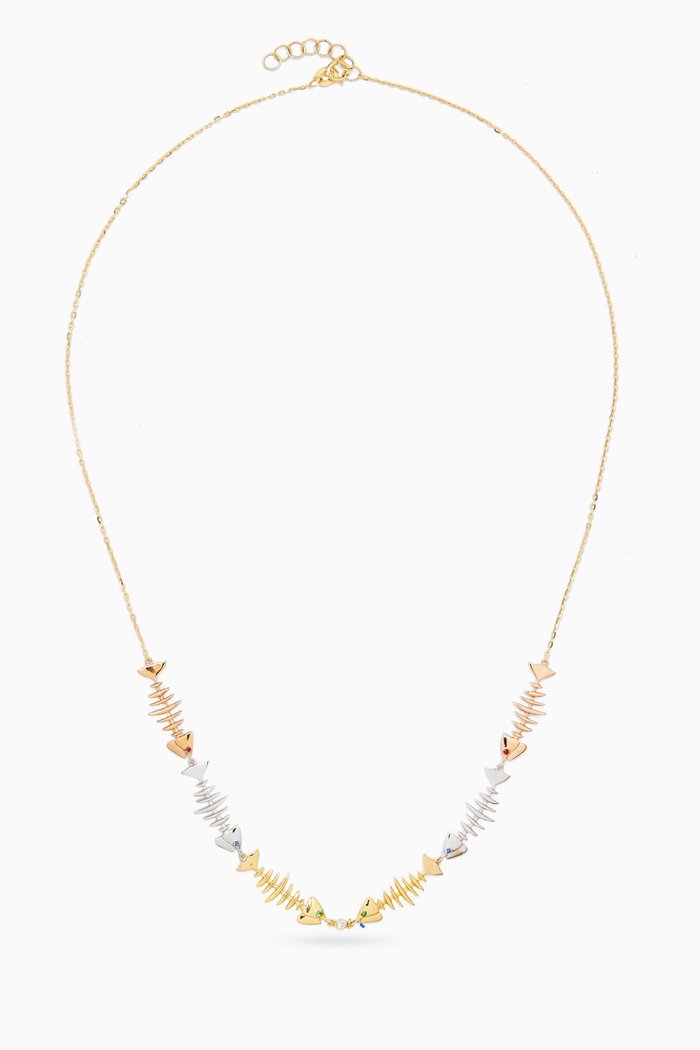

Wishbone 6-piece Necklace in 18kt White Gold, Yellow