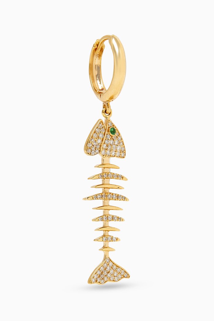 

Wishbone Hoop Drop Big Single Earring in 18kt Yellow Gold