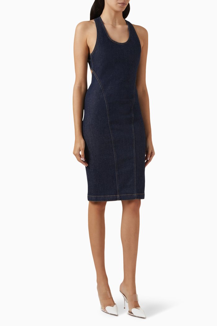 

Sculpted Midi Dress in Denim, Blue