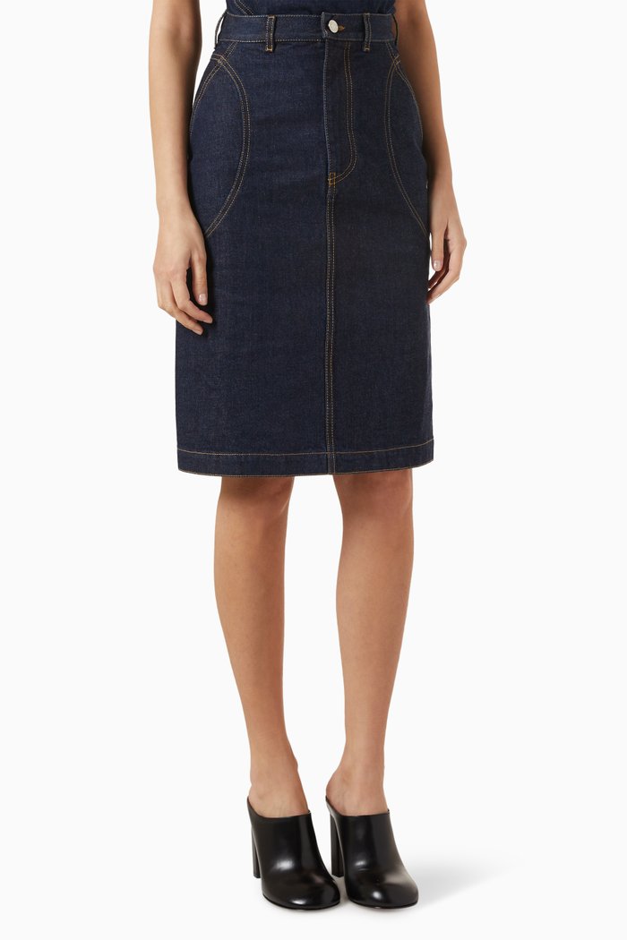 Pencil Skirt in Denim, Blue