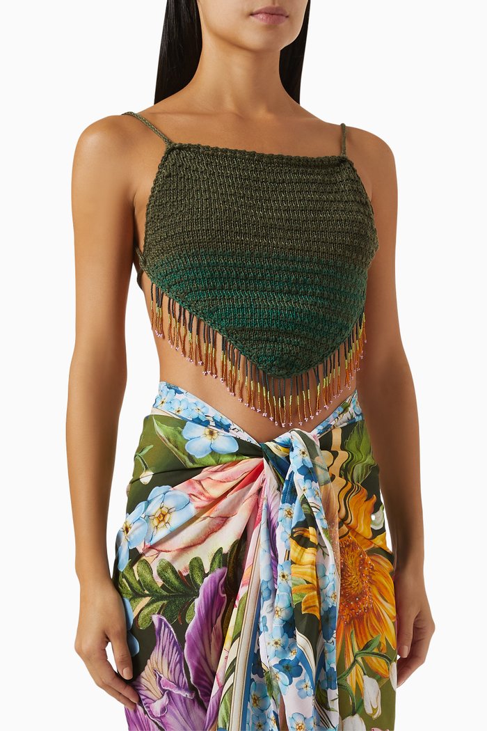 

Fleur Crochet Crop Top in Cotton, Multicolour