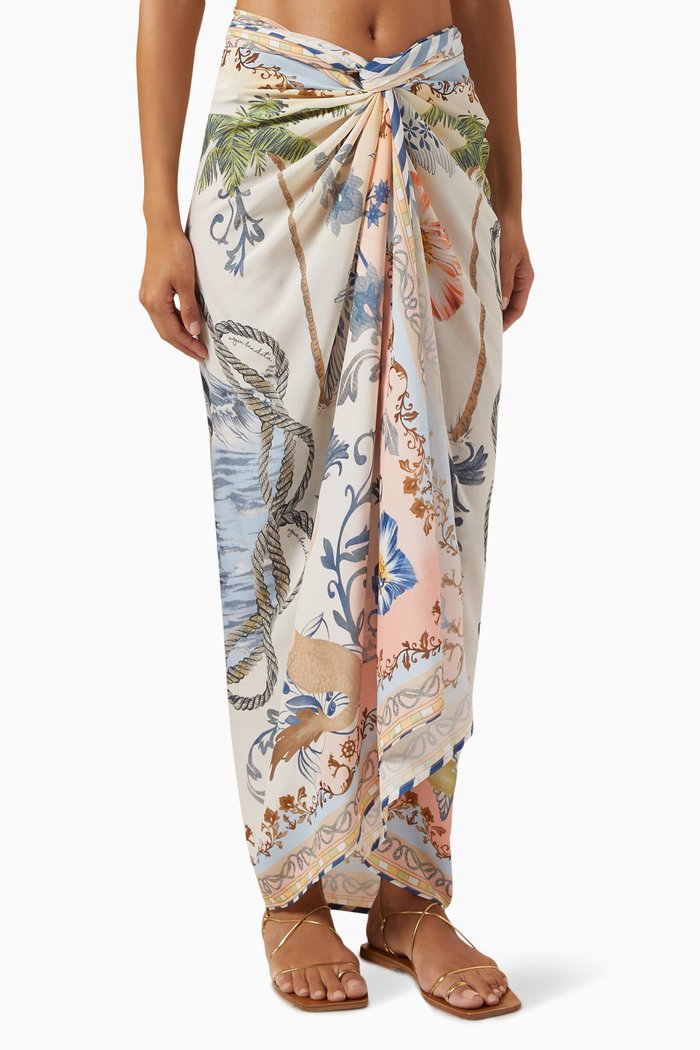 Marine Kai Cover-up Sarong in Viscose, White