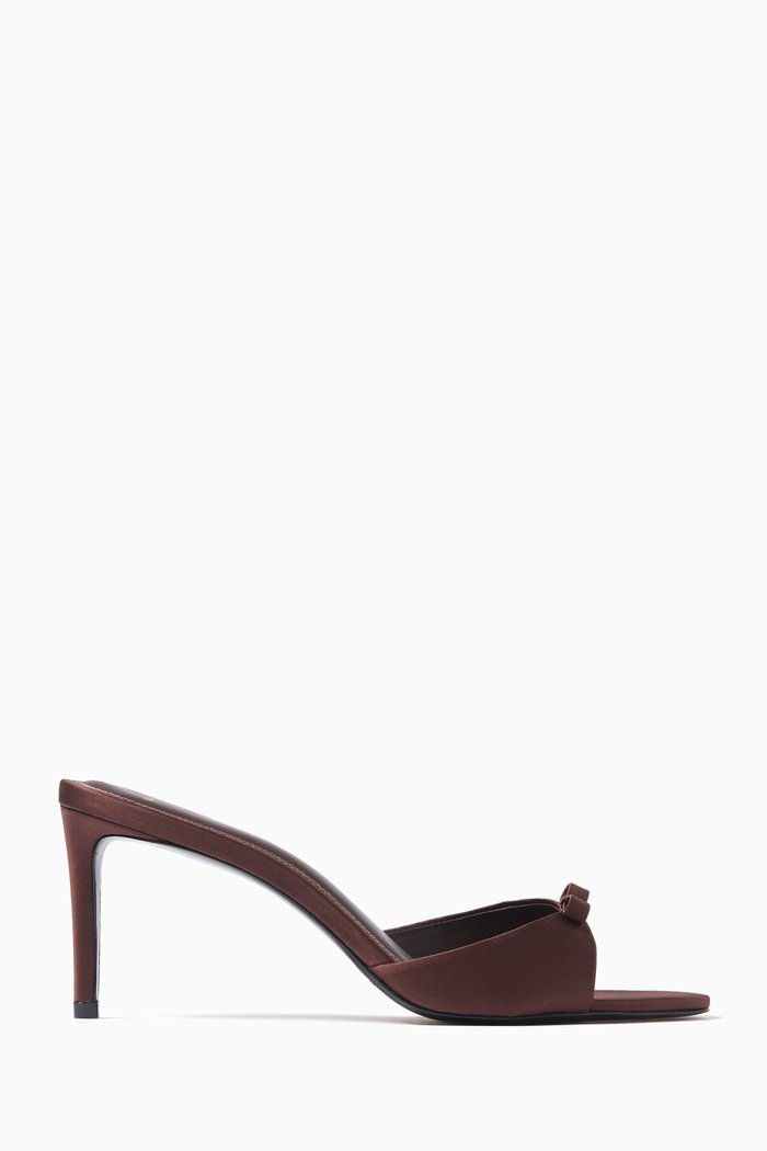 

Albie 65 Mule Sandals in Satin, Brown