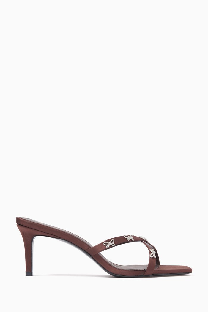 

Arielle 65 Bow Cross-strap Sandals in Satin, Brown