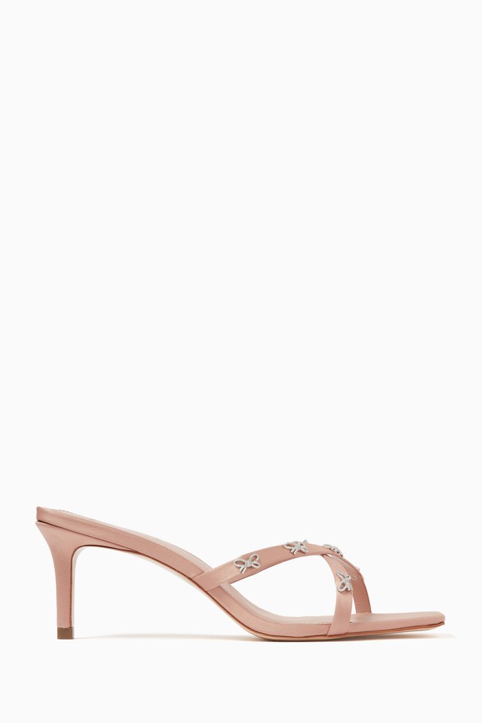 

Arielle 65 Bow Cross-strap Sandals in Satin, Pink