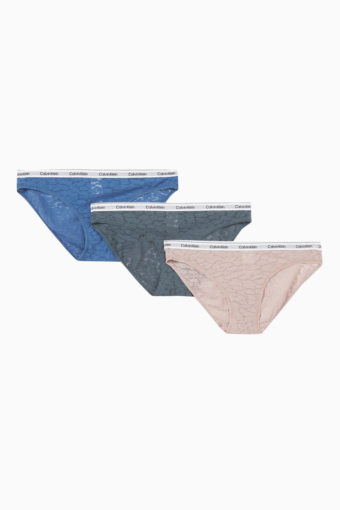 

Modern Logo Bikini Briefs in Lace, Pack of 3, Multicolour