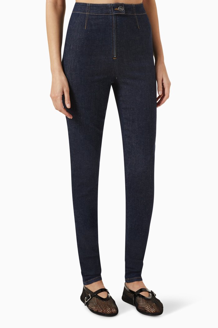

Stirrup Leggings in Stretch Denim, Blue