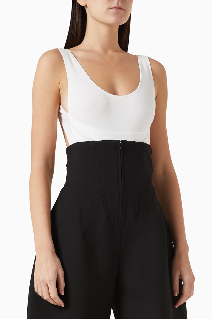 

Cut-out Bodysuit in Cotton-rib, White