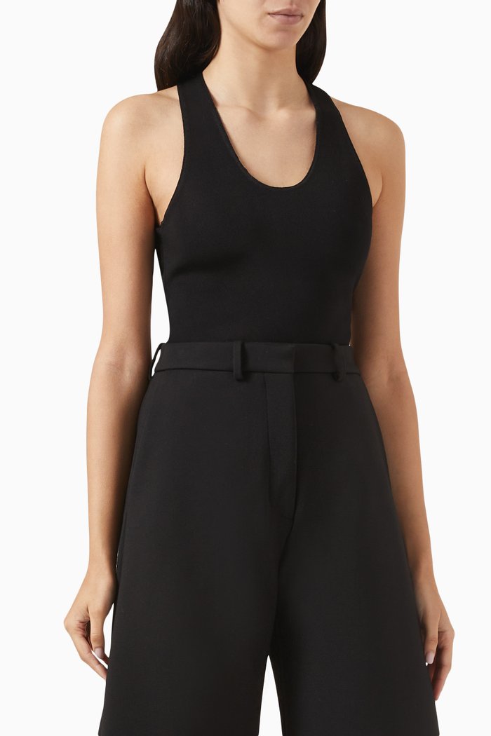 Crossback Bodysuit in Compact-jersey, Black