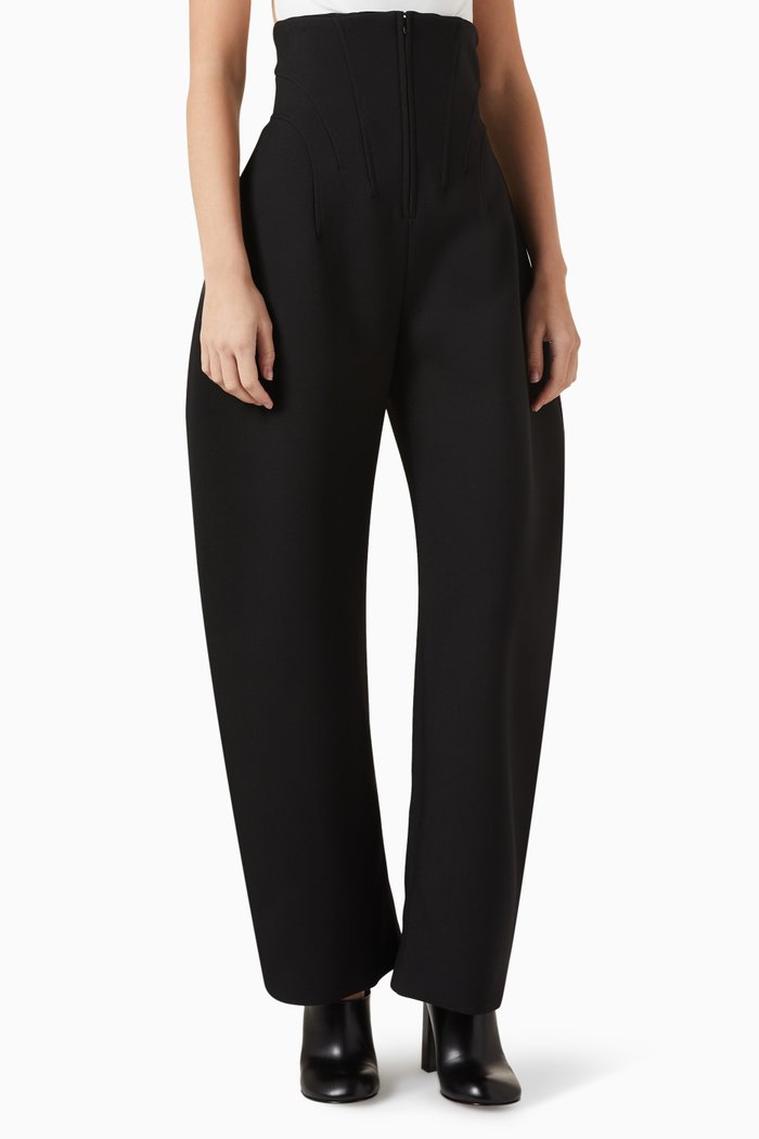 

Corset Pants in Stretch Wool-gabardine, Black