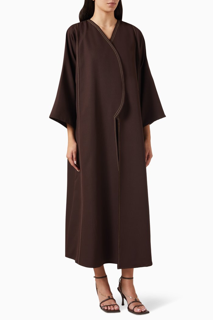 

Contrast-trim Abaya, Brown