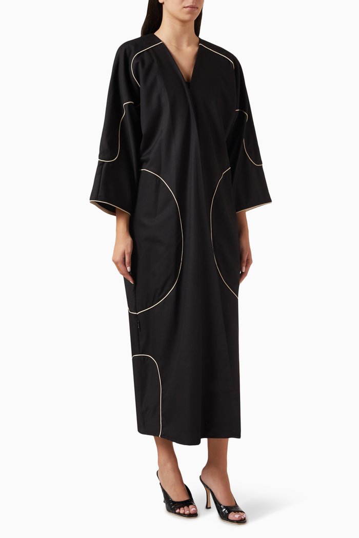 Contrast Pattern Abaya, Black