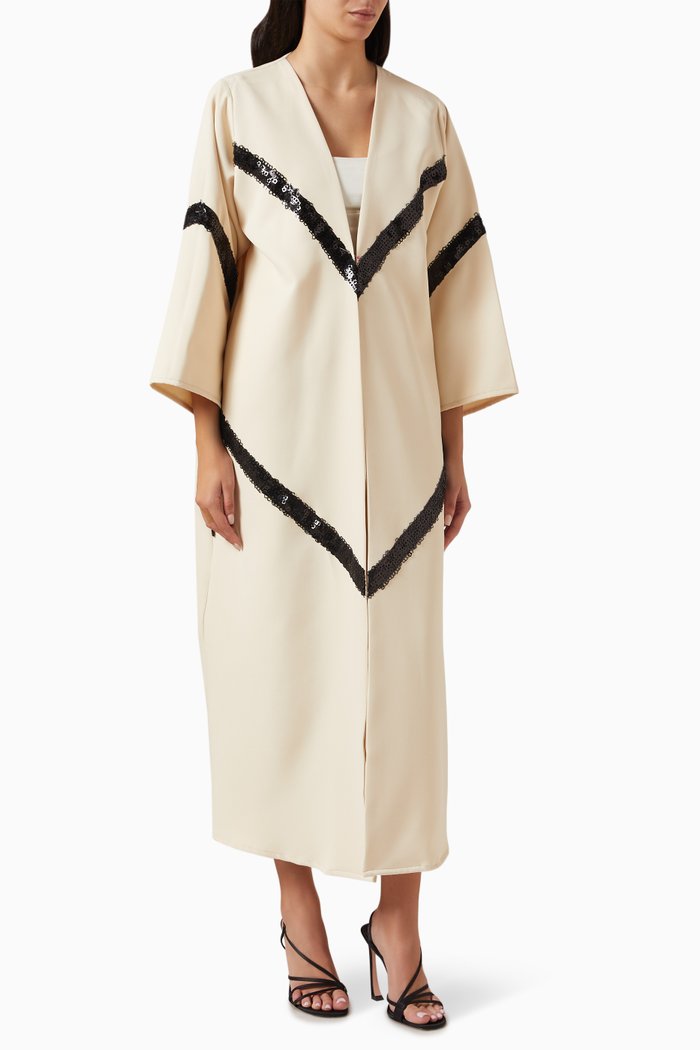 

Contrast Embellished Abaya, Neutral