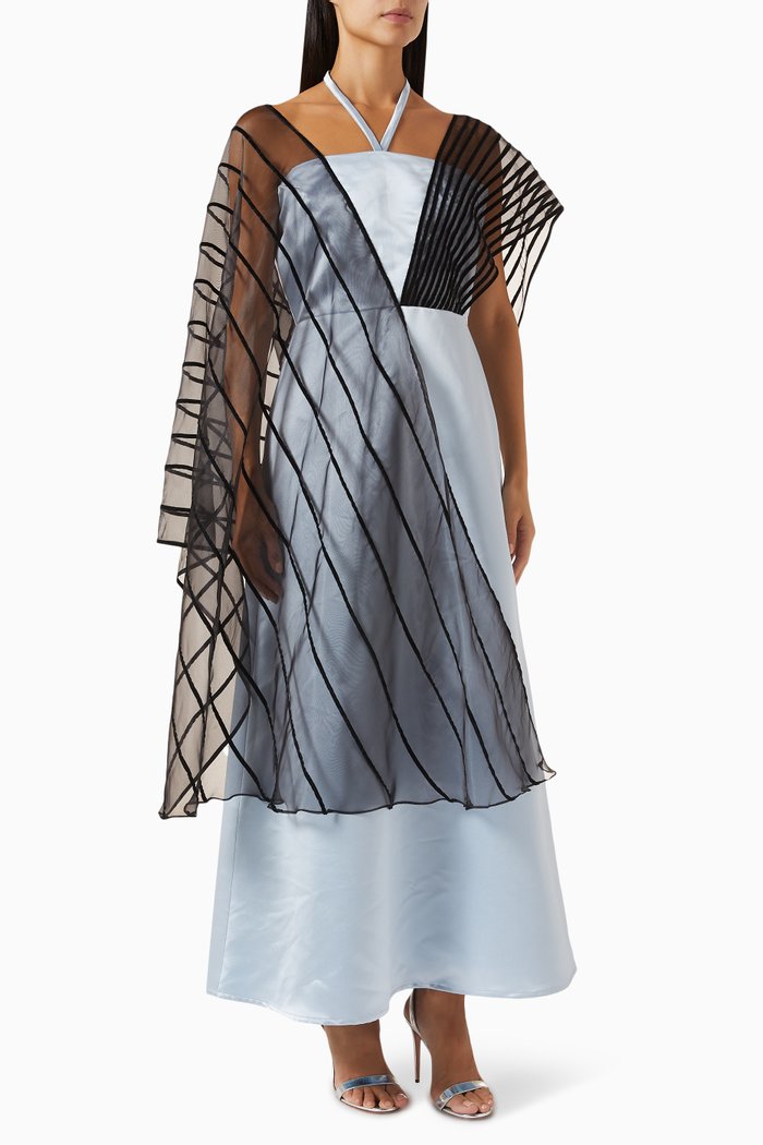 

Halterneck Maxi Dress in Stretch-satin, Blue