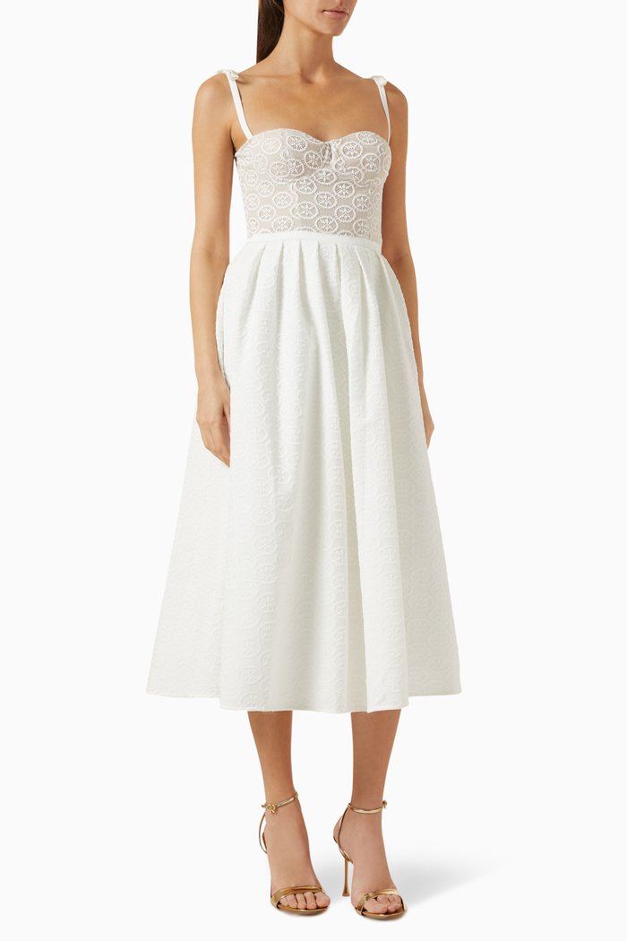 

Ariana Midi Dress in Lace, White