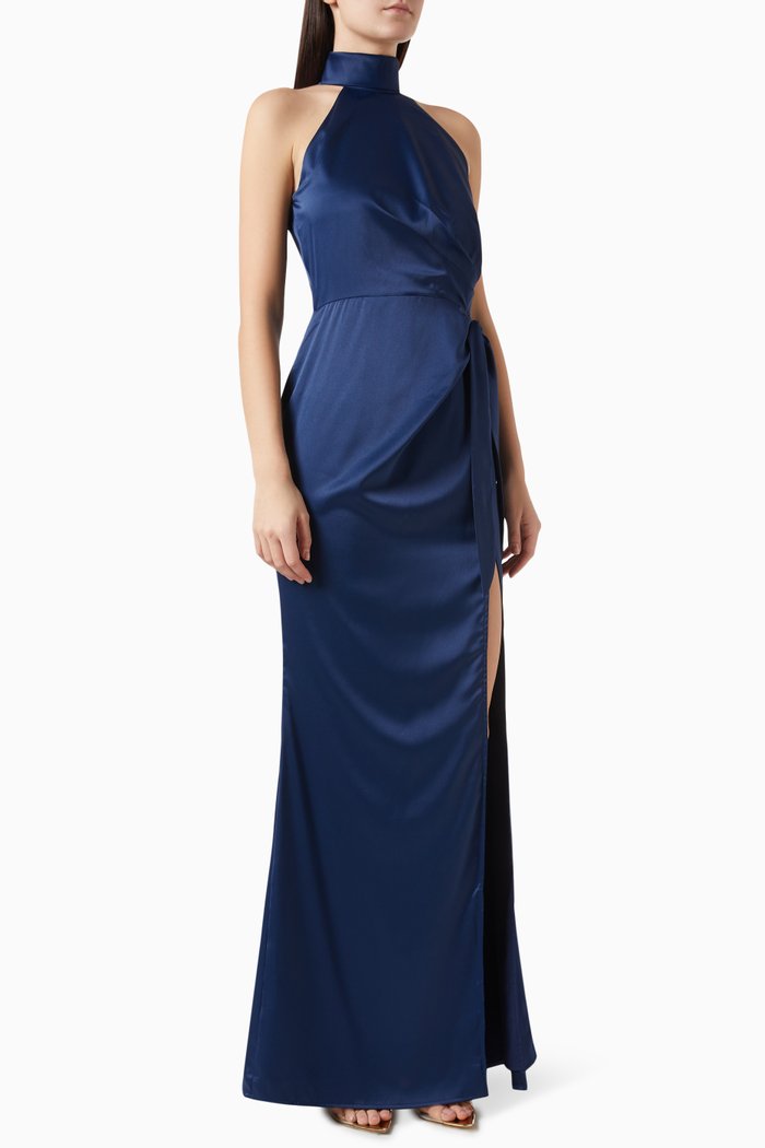 

Charlie Maxi Dress in Satin, Blue