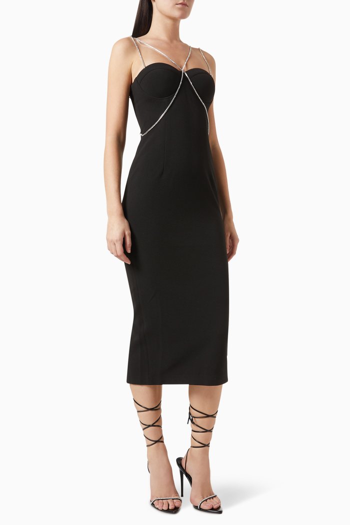 Anya Midi Dress in Sequins, Black