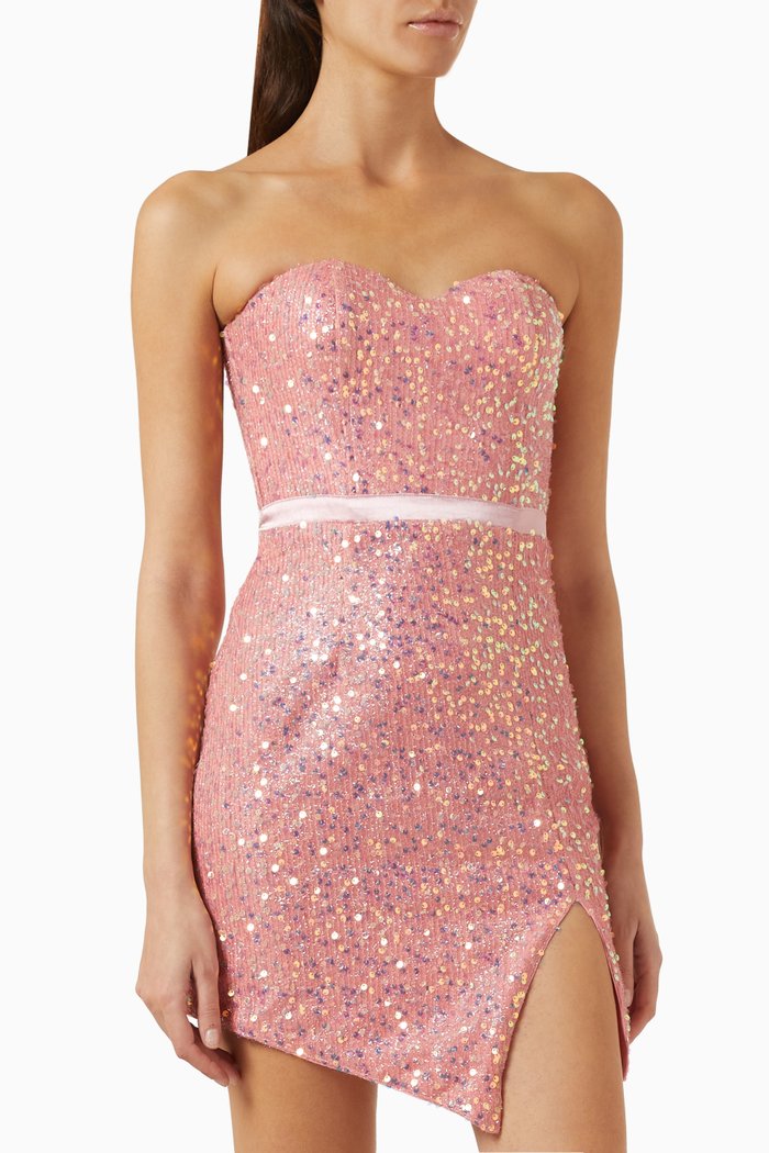 

Anya Midi Dress in Sequins, Pink