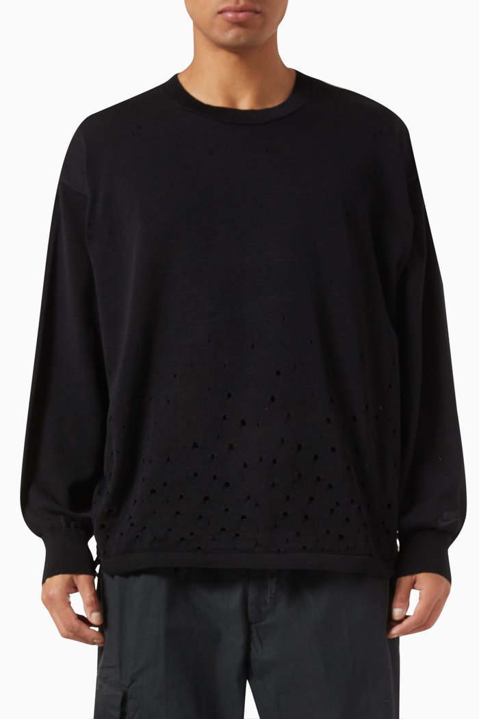 

Tech Pack Oversized Sweater in Rayon Blend Knit, Black