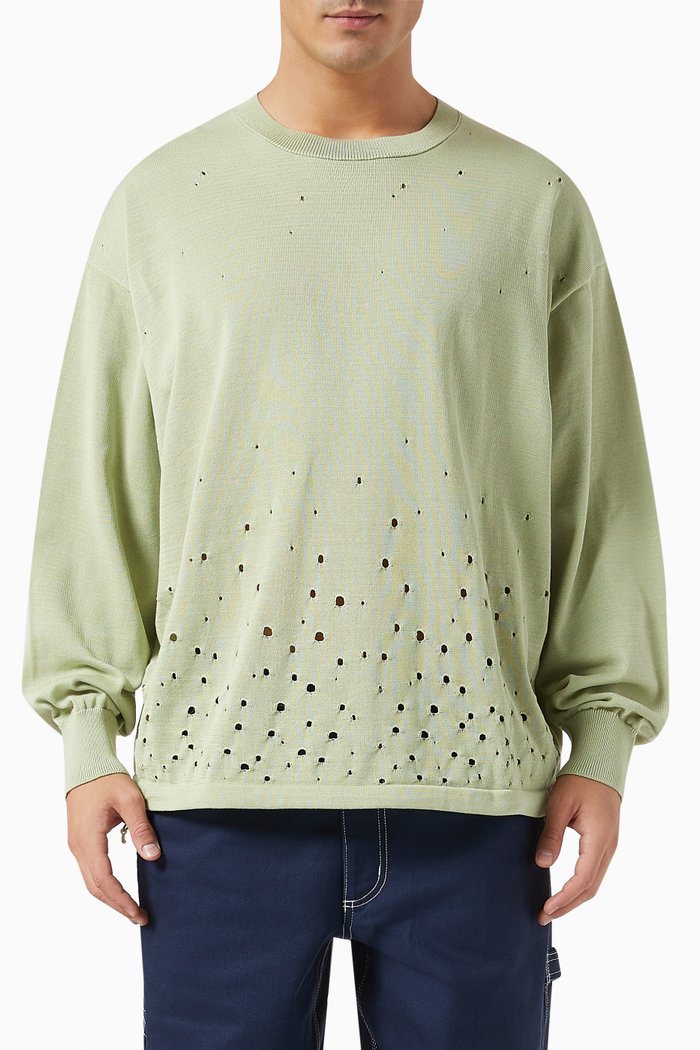 Tech Pack Oversized Sweater in Cotton, Green