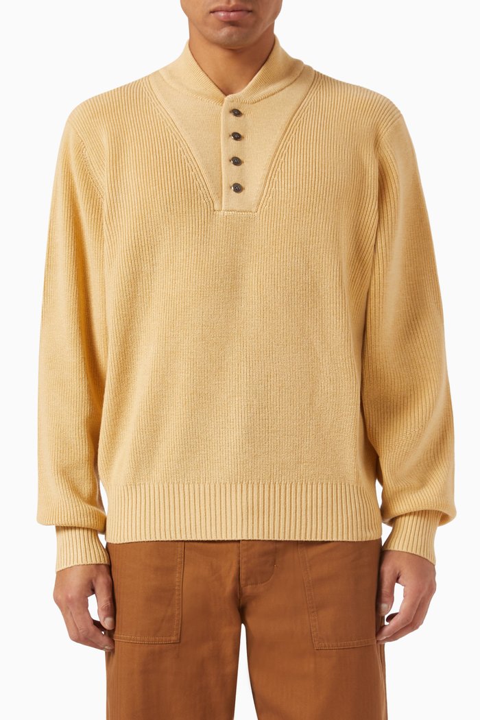 

Life Military Henley Sweater in Wool Blend Knit, Neutral