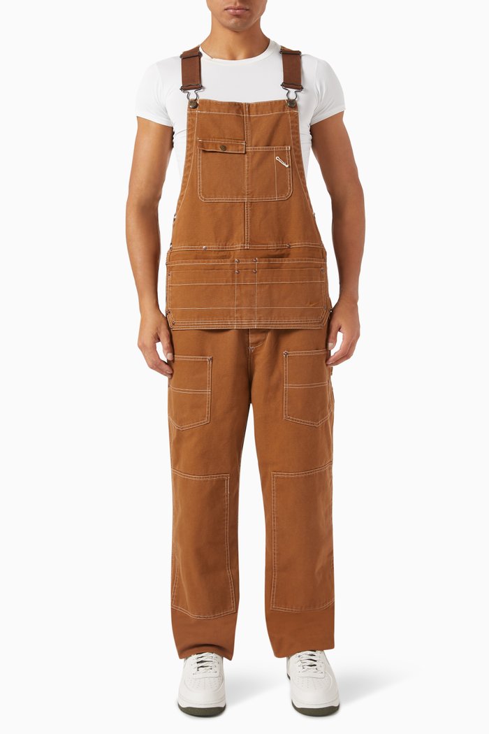 Life Carpenter Overalls in Cotton Canvas, Brown