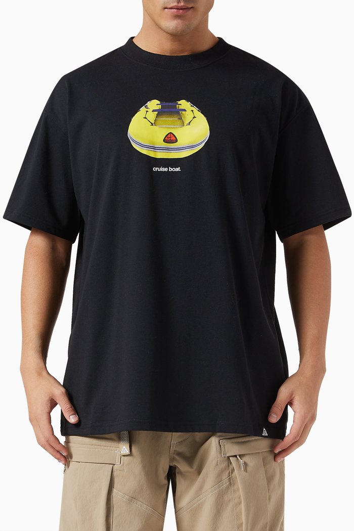 

ACG Cruise Boat Print T-shirt in Nylon Blend, Black
