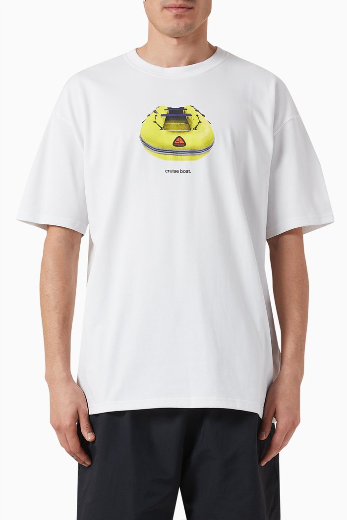 

ACG Cruise Boat Print T-shirt in Nylon Blend, White