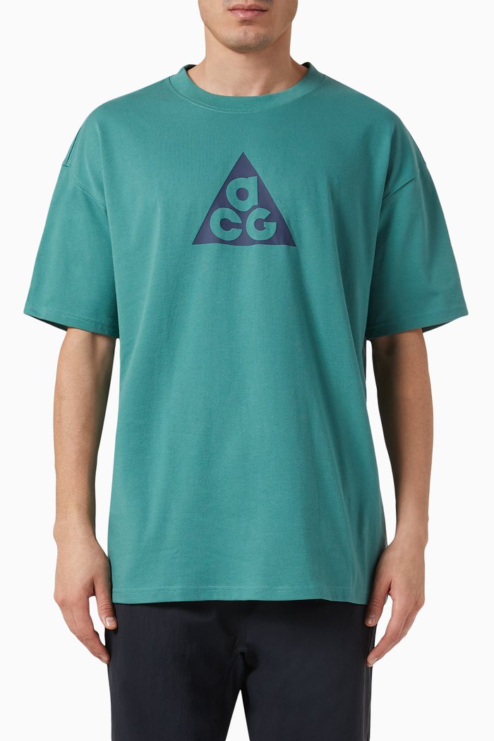 

ACG Logo Print T-shirt in Nylon Blend, Green