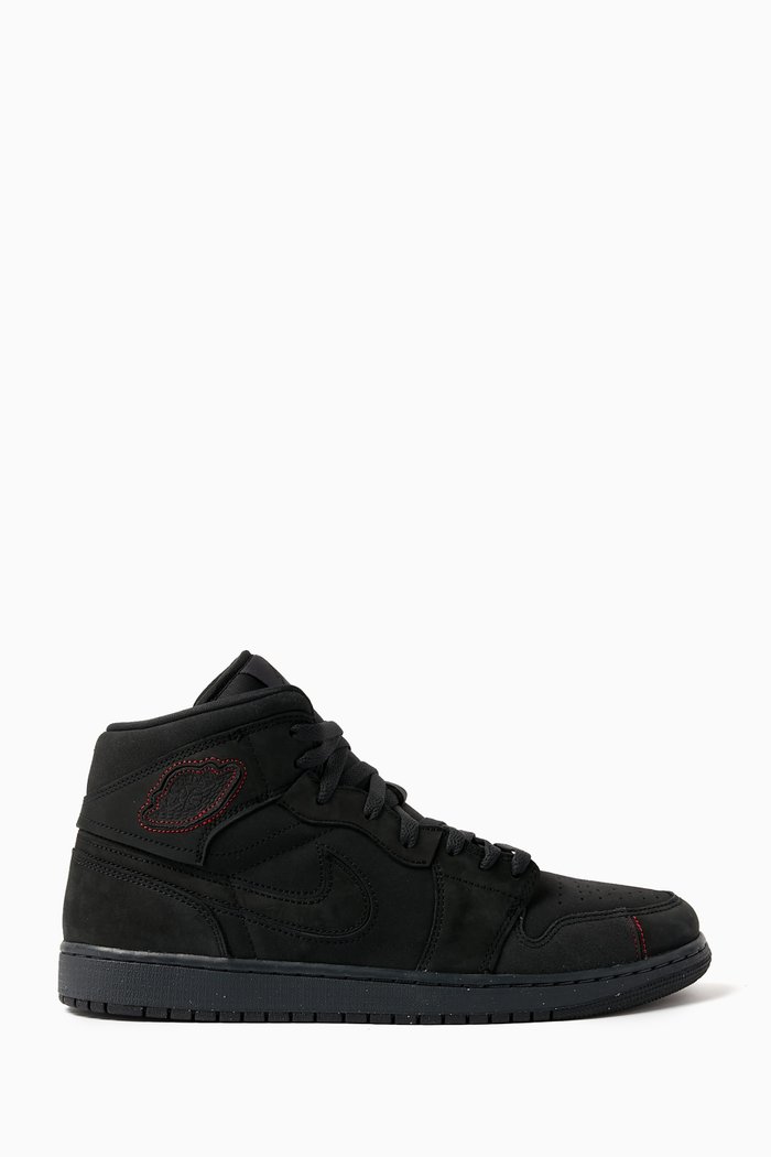 

Air Jordan 1 SE Craft Mid-top Sneakers in Leather & Suede, Black