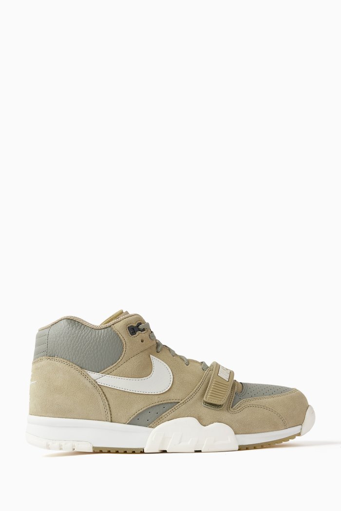 

Air Trainer 1 Sneakers in Suede and Leather, Green