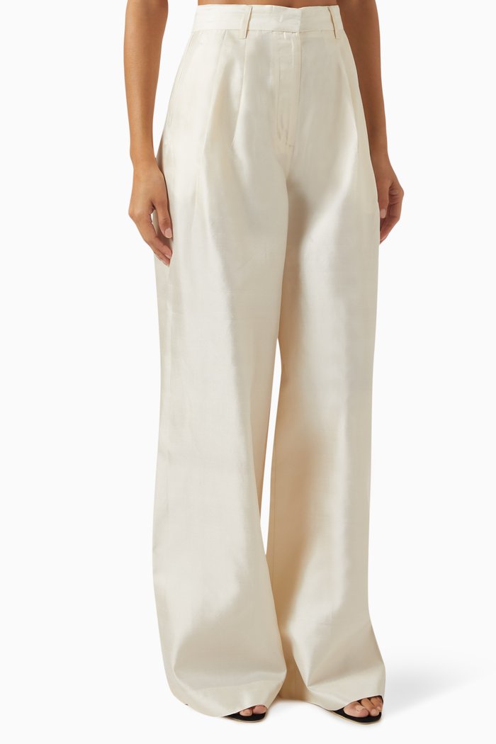 

Sasha Wide-leg Pants in Silk, Neutral
