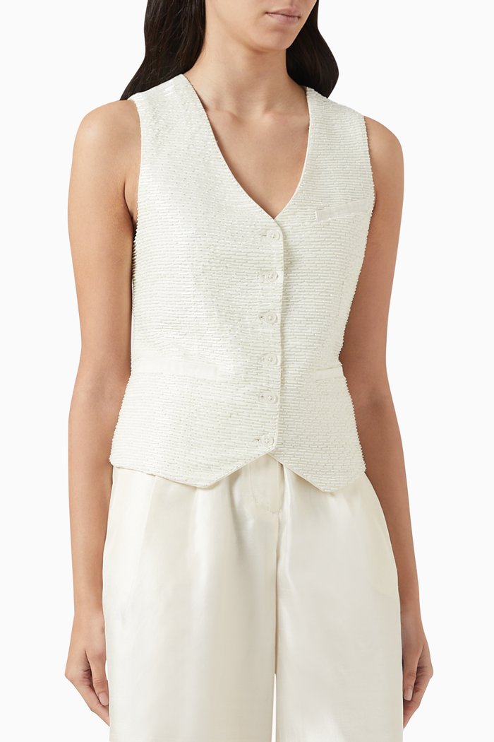 

Brett V-neck Vest in Cotton-blend, Neutral